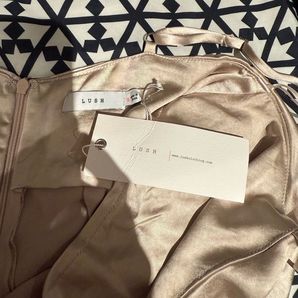 Perfect Night Champagne Satin Cowl Neck Culotte Jumpsuit‎ LUSH - Picture 6 of 6